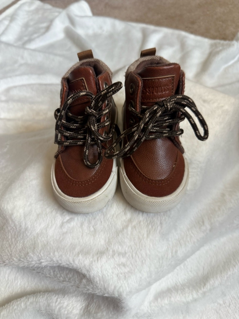 Brown Kids High-Top Sneakers